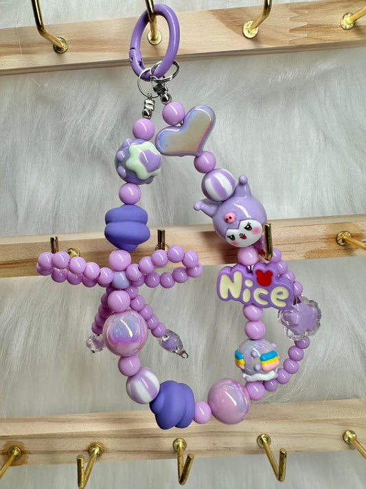 Purple Bunny Keychain & Wristlet Keychain