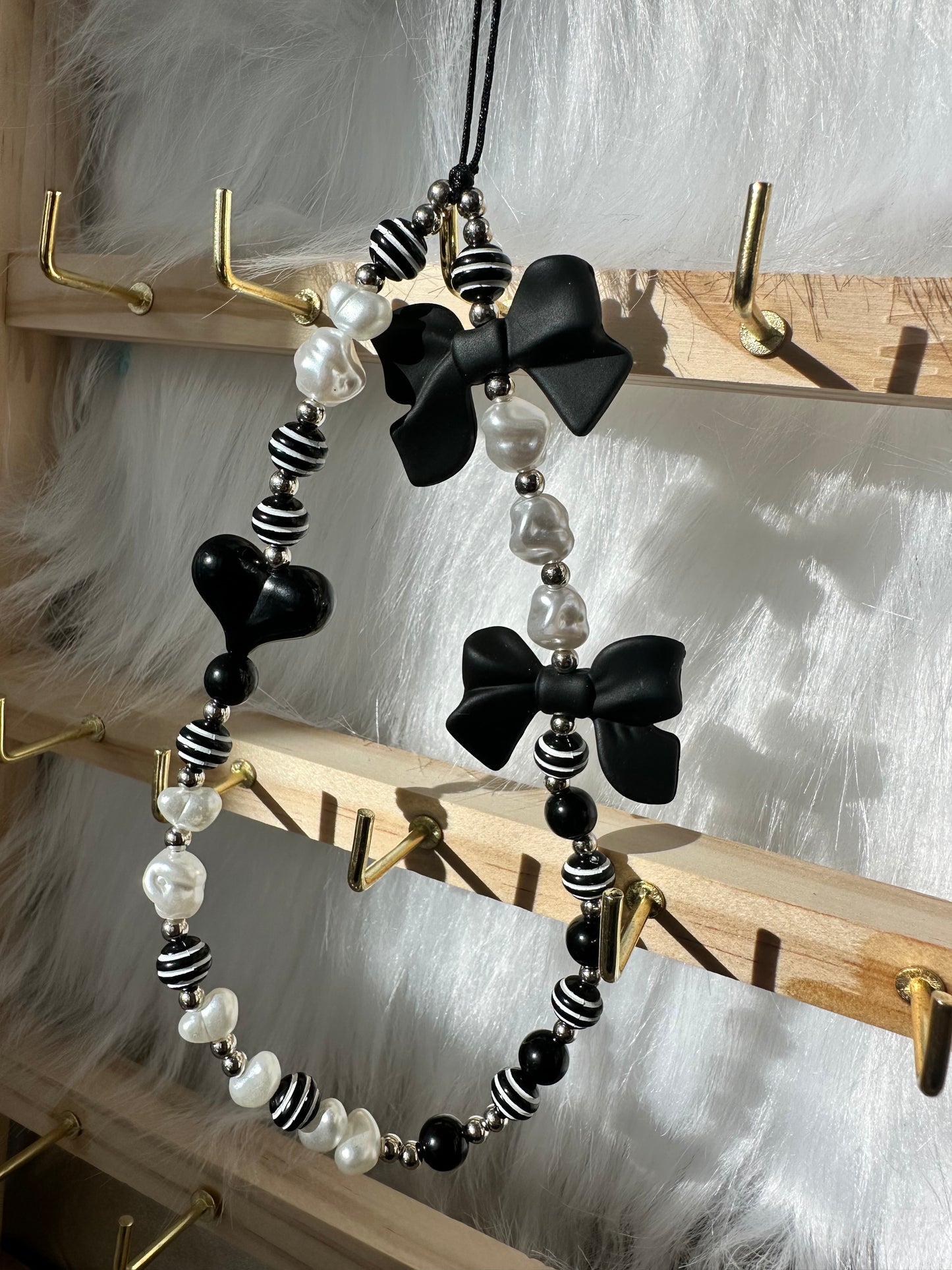 Black Bow Pearls and Heart