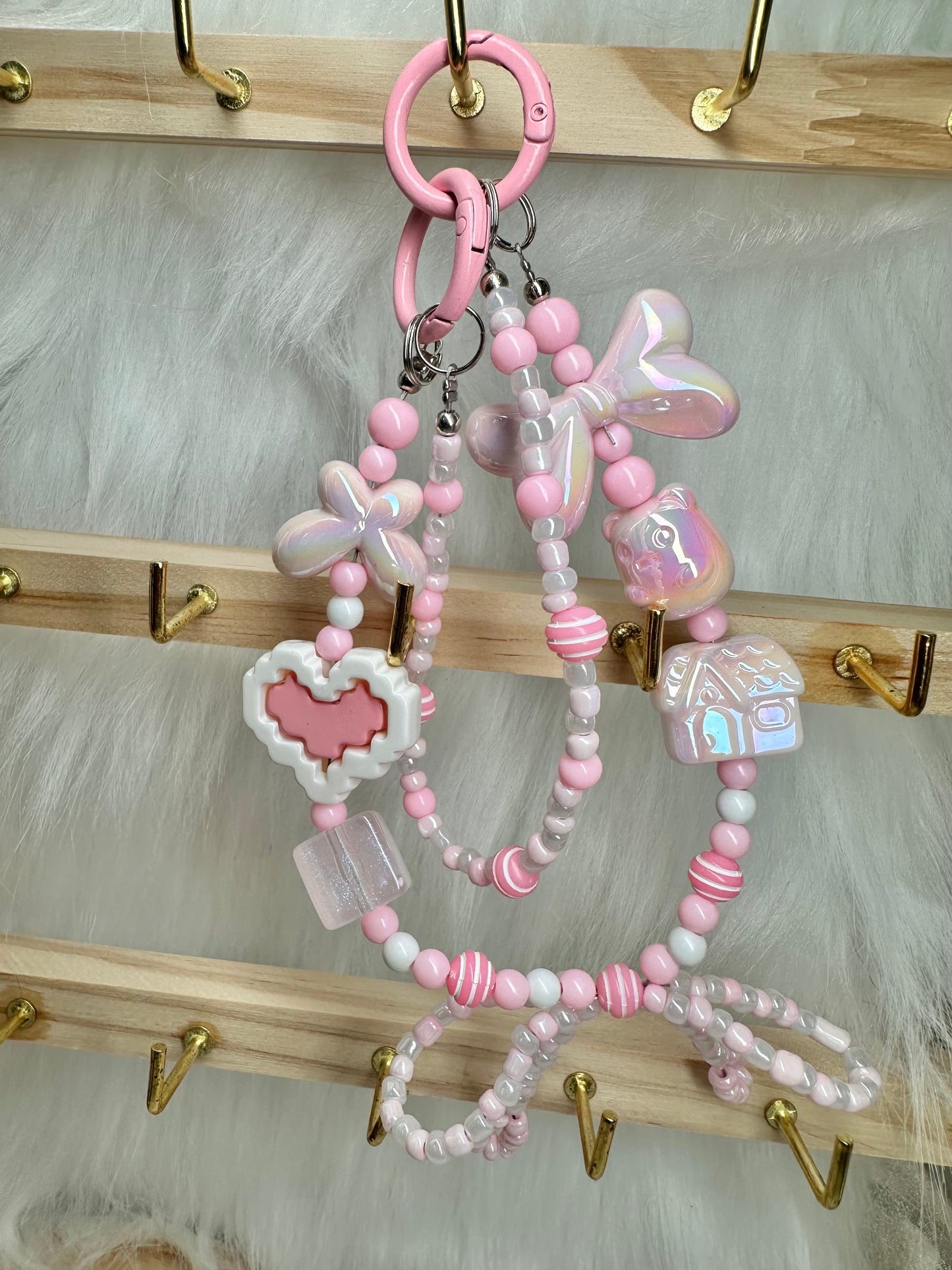 Wristlet Versatile Accessory-Pixelated Pink & White Heart