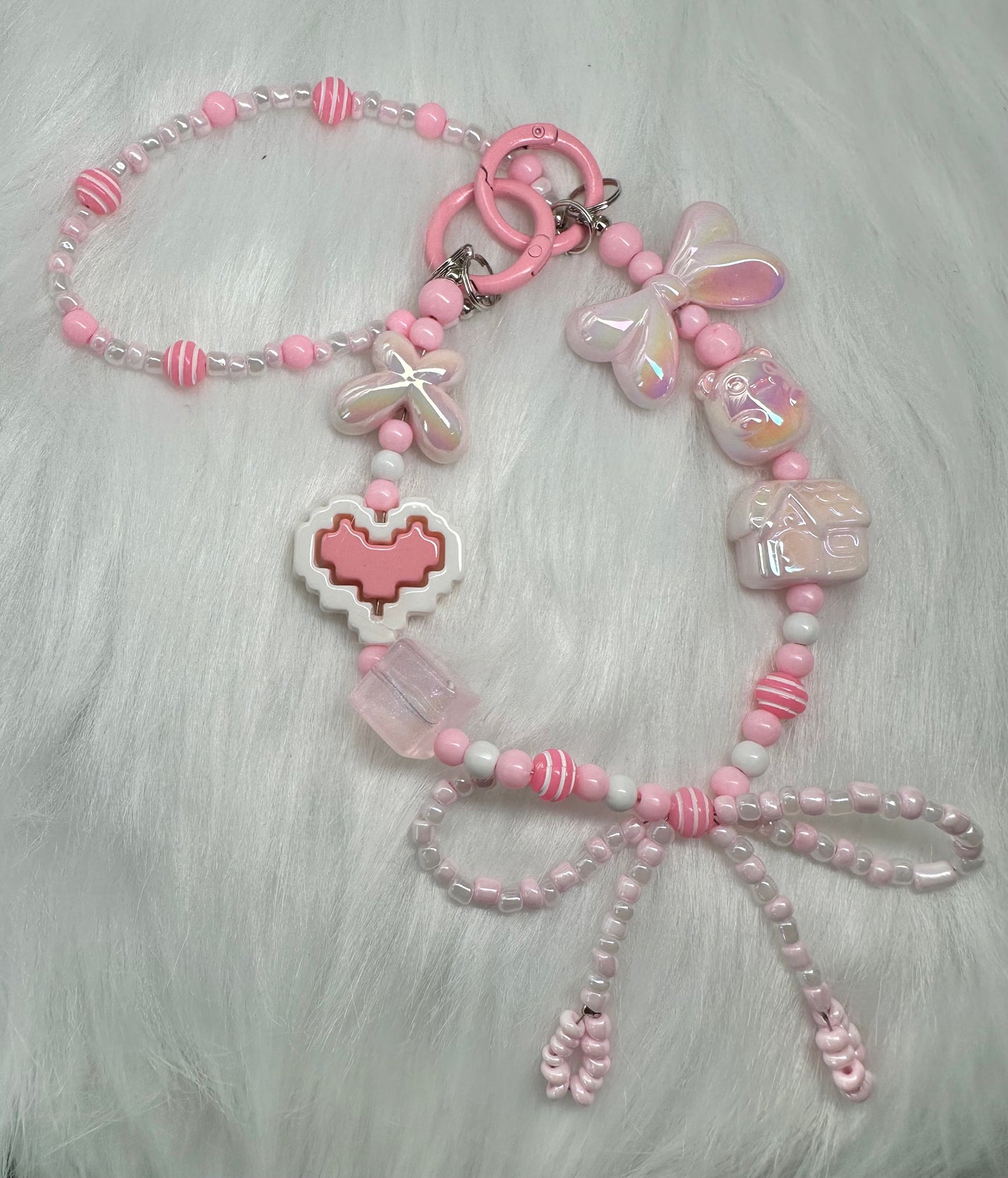 Wristlet Versatile Accessory-Pixelated Pink & White Heart