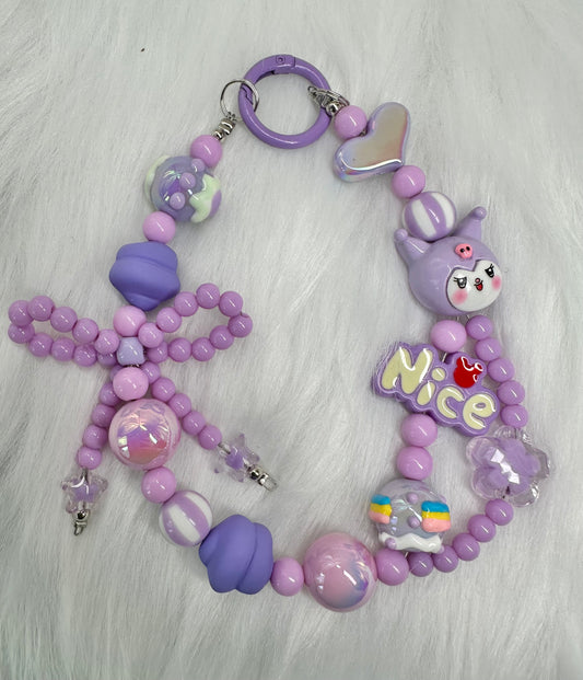 Purple Bunny Wristlet Keychain
