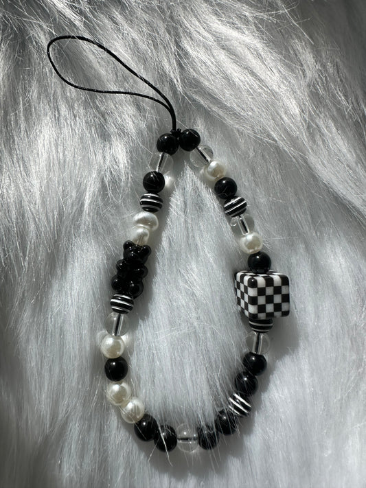 Phone Chain-Black Gummy Bear Checkered Cube
