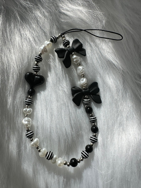 Black Bow Pearls and Heart