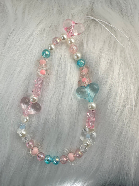 Phone Chain-Sugar Glass Hearts and Gummies