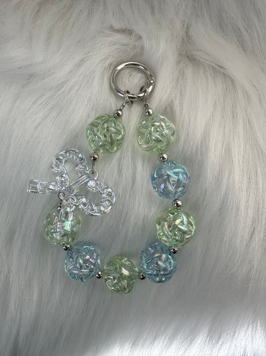 Wristlet Versatile Accessory-Sugar Glass Bow Blue Green