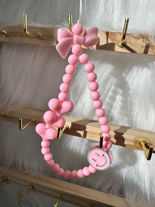 Phone Chain-Bubble Gum Hearts and Bow