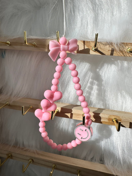 Phone Chain-Bubble Gum Hearts and Bow