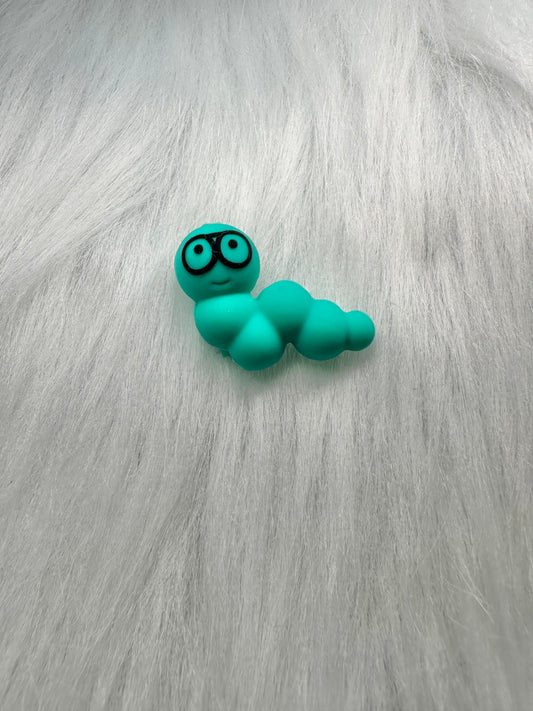 Focal Bead Book Worm Teal