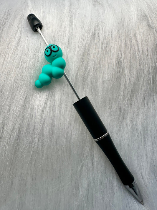 Focal Bead Book Worm Teal