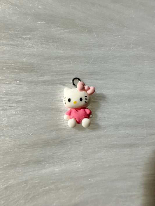 Charm-Cutesy White Kitty Pink