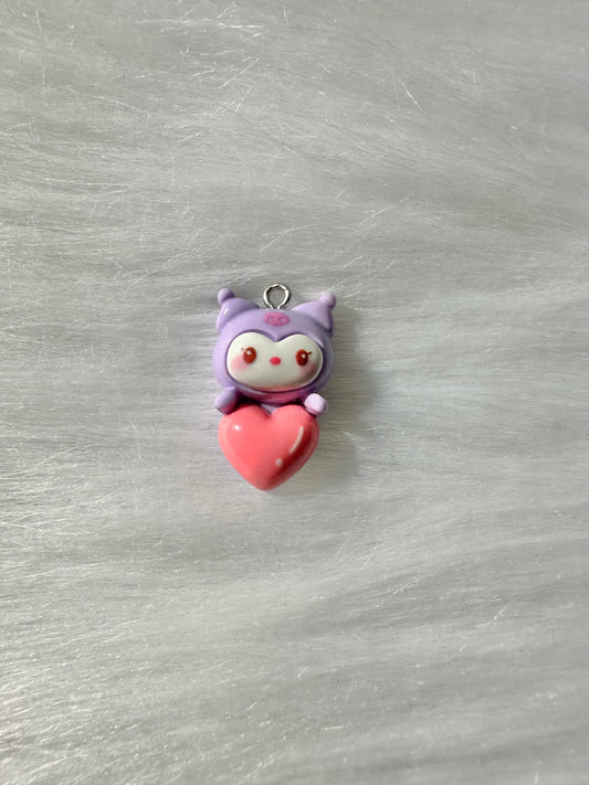 Charm-Cutesy Skull Bunny Pink Heart