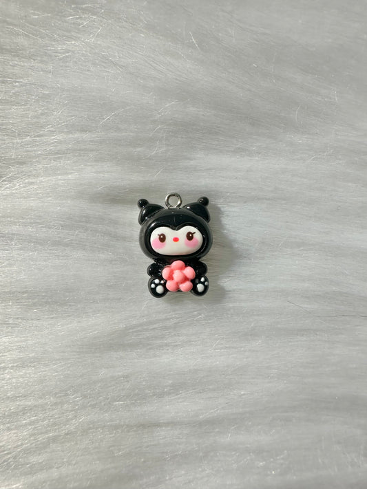 Charm-Cutesy Skull Bunny Black