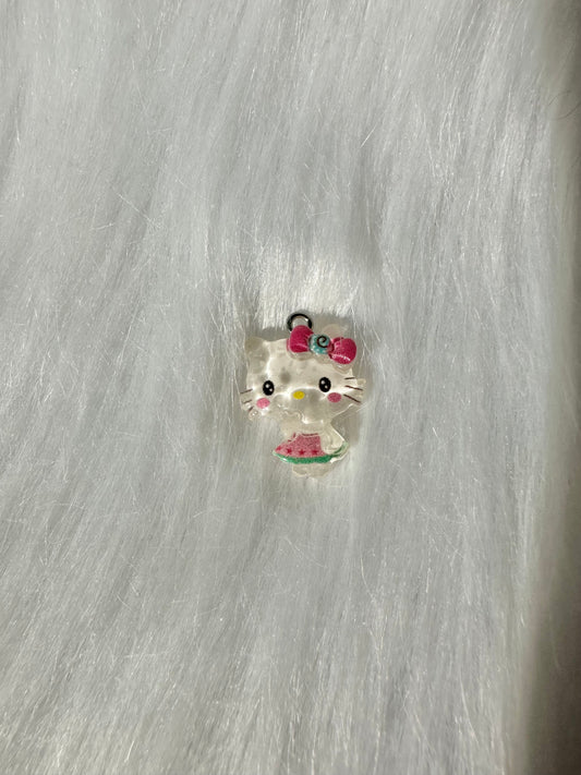 Charm-Cutesy White Kitty Clear with Candy Bow