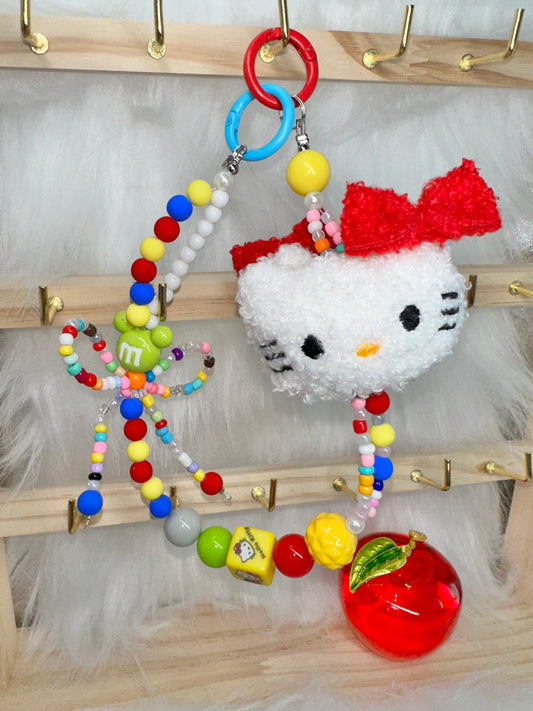 Wristlet/Versatile Accessory - Cutesy Red Bow Plush Kitty