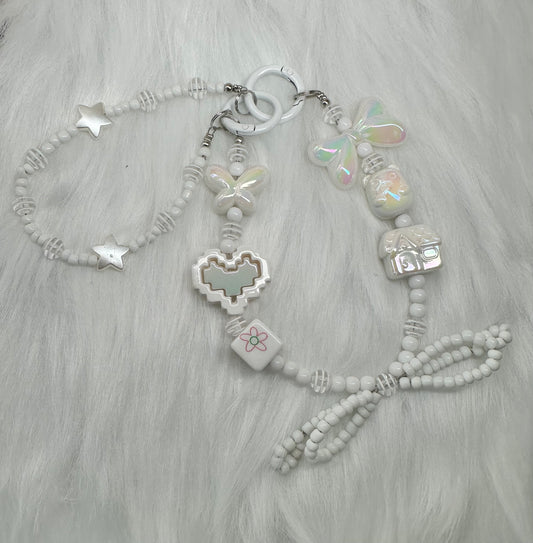 Wristlet Versatile Accessory-Pixelated White Heart