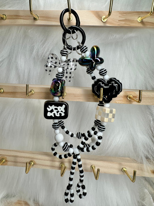 Wristlet or Versatile Accessory-Pixelated Heart Black & White