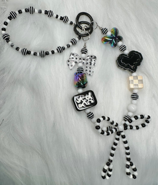 Wristlet or Versatile Accessory-Pixelated Heart Black & White