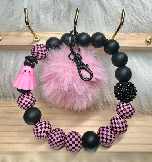 Mini Pink Ghost w/ Pom Pom Keychain
