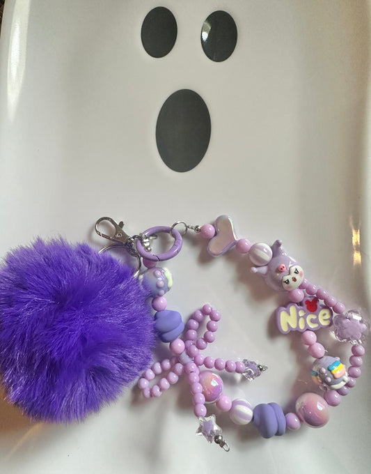 Purple Bunny Keychain & Wristlet Keychain