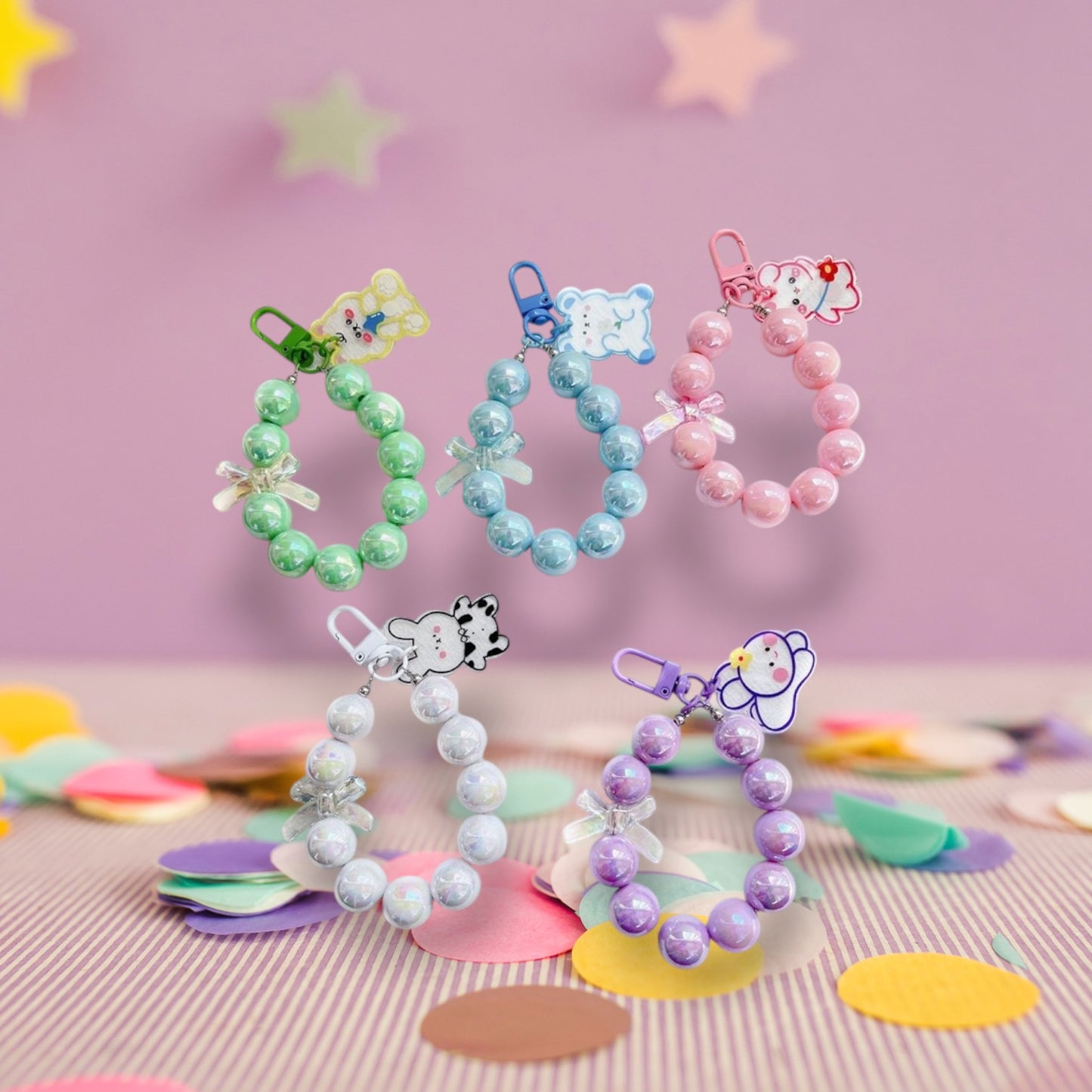 10 PC SET Kawaii Keychains With Cute Animal Charm