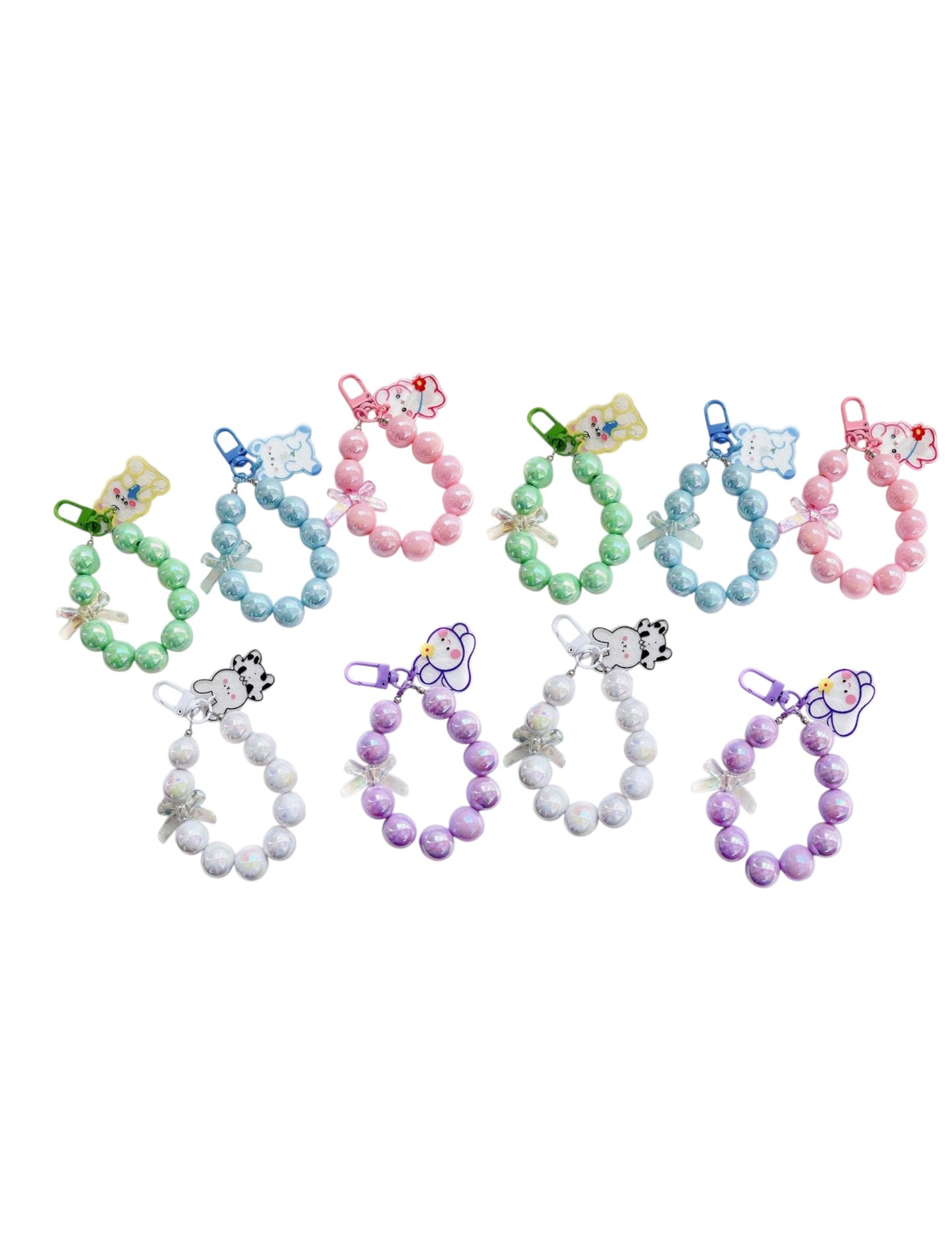 10 PC SET Kawaii Keychains With Cute Animal Charm
